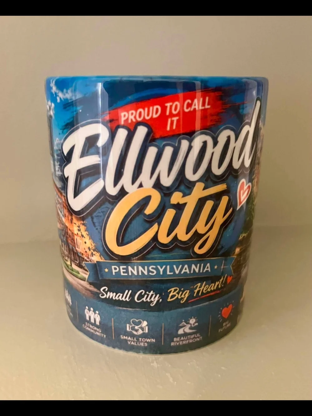 Ellwood City Pennsylvania Blue Souvenir Coffee Mug - Ellwood City